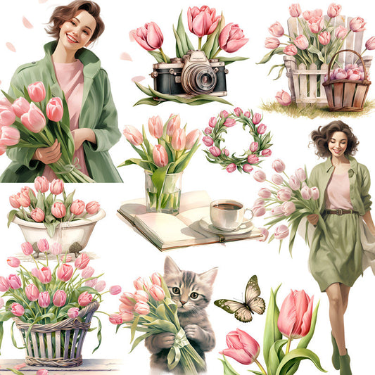 12PCS Joy tulip sticker