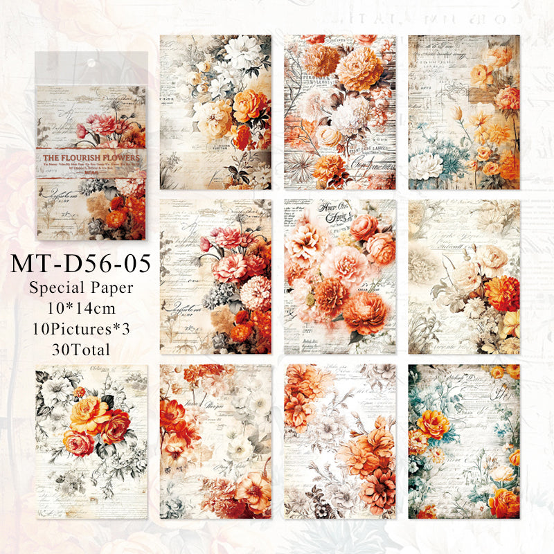 30PCS Flower years series material paper