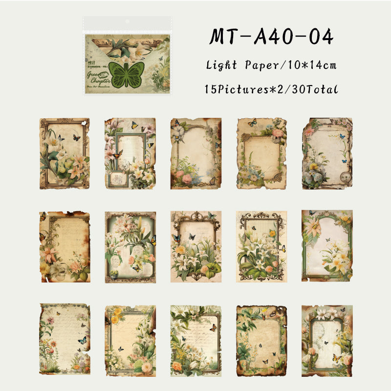 30PCS Burn the flowers series material paper