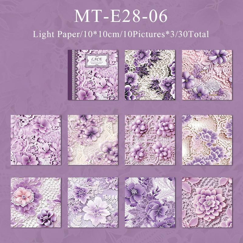 30PCS Colorful lace Series material paper