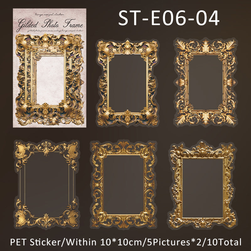 10PCS Gilded photo frame series sticker