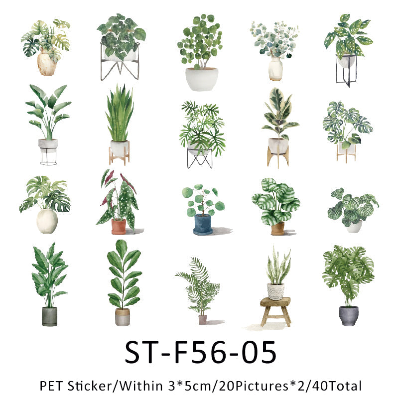 40PCS Family of greenery series sticker