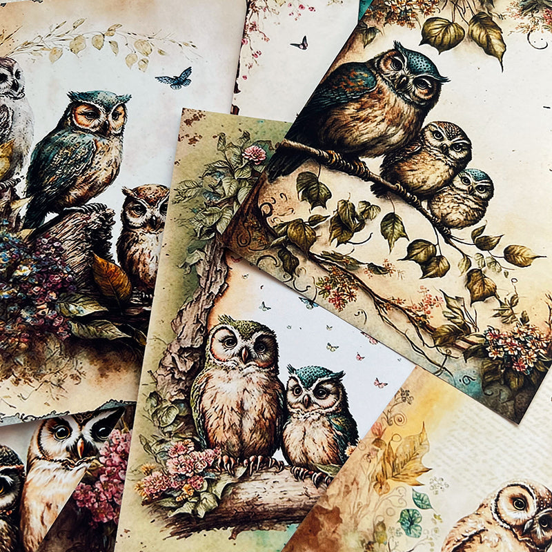 16PCS Jungle Owl background paper