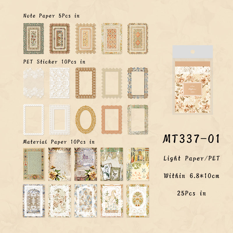 25PCS Lace Flower Island series material paper