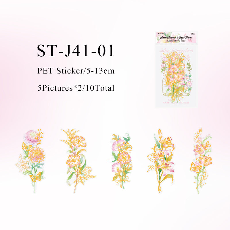 10PCS Flower painting collection series sticker