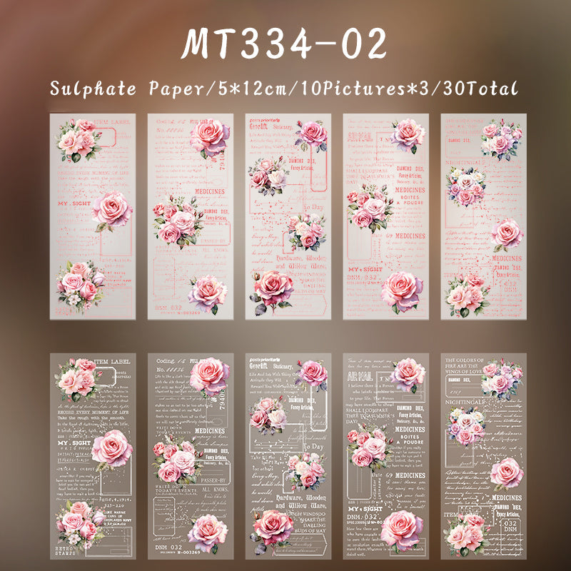 30PCS Flower rhyme manuscript series sticker