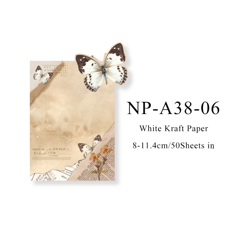 50PCS Butterfly imprint Series note paper