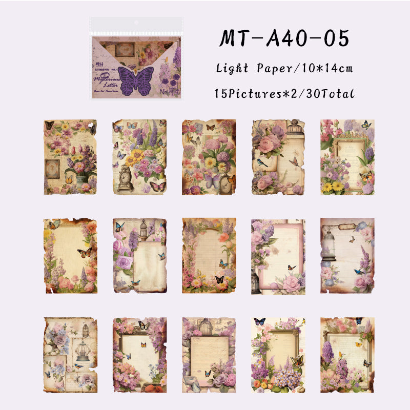 30PCS Burn the flowers series material paper