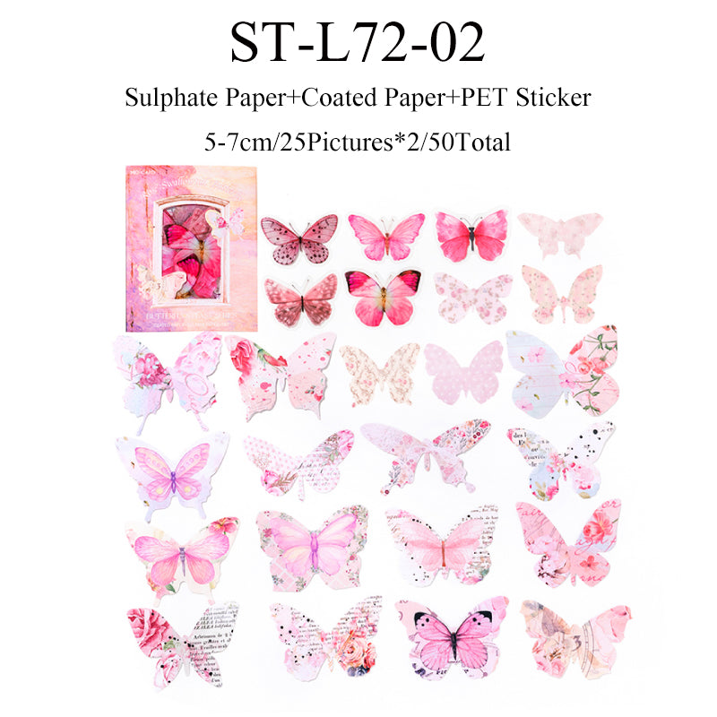 50PCS The Feast of butterflies series sticker