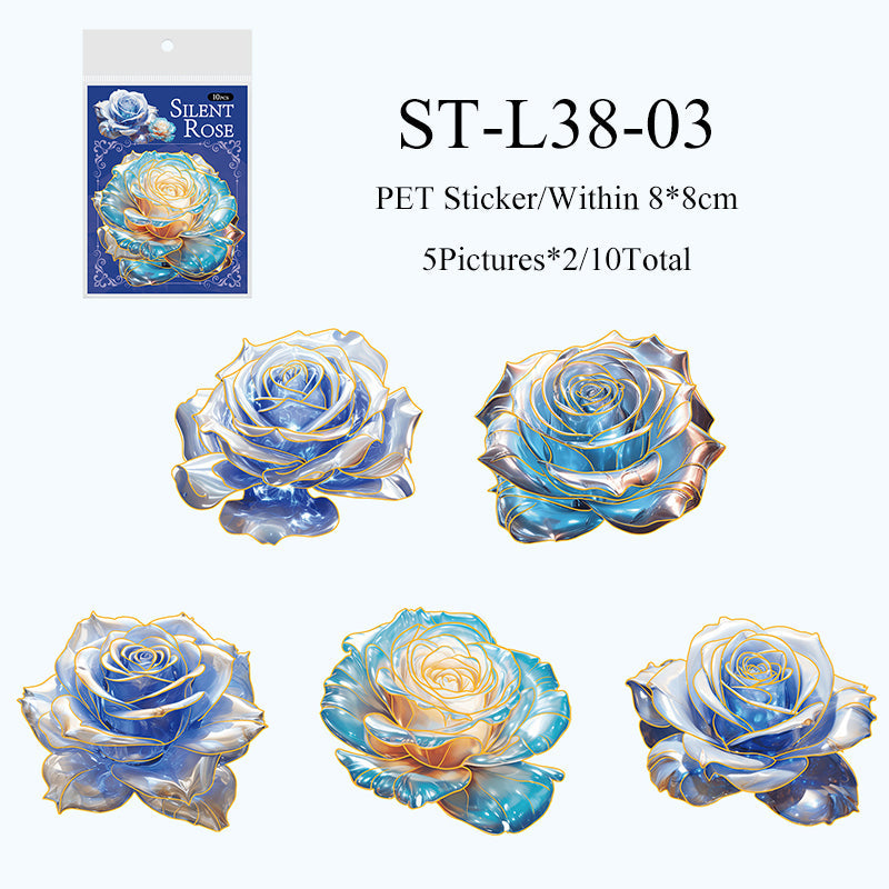 10PCS Ice crystal rose series sticker