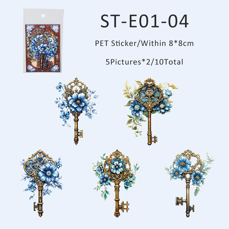 10PCS Flower and secret key series sticker