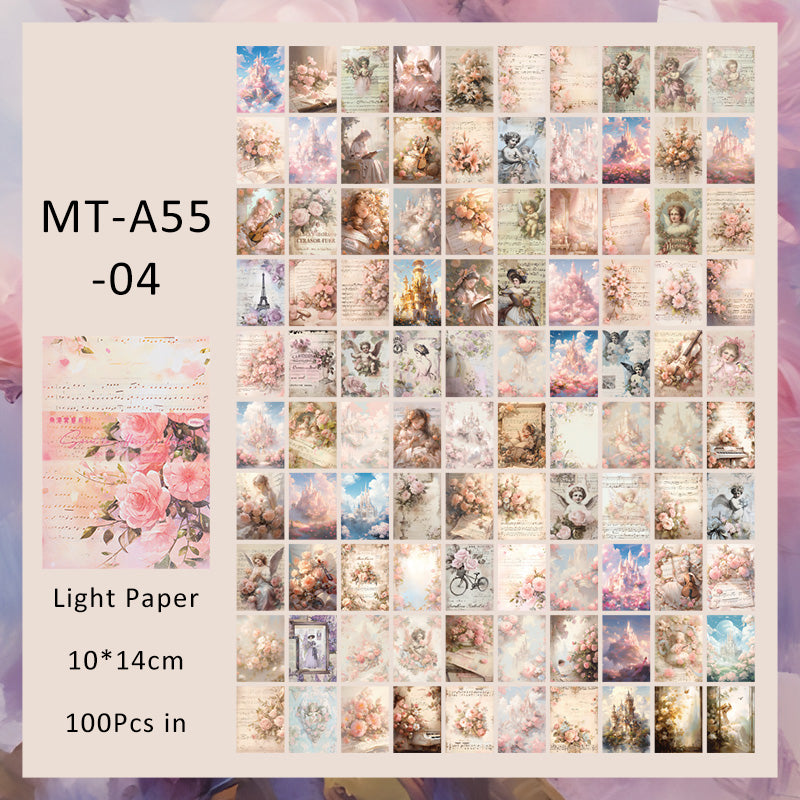 100Sheets Misty Summer series material paper