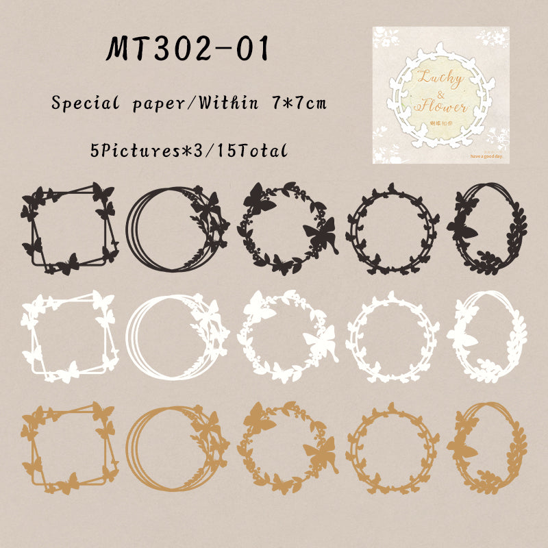 15PCS Lucky wreath series material paper