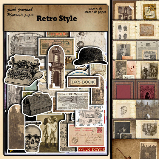 38PCS Retro detective material paper