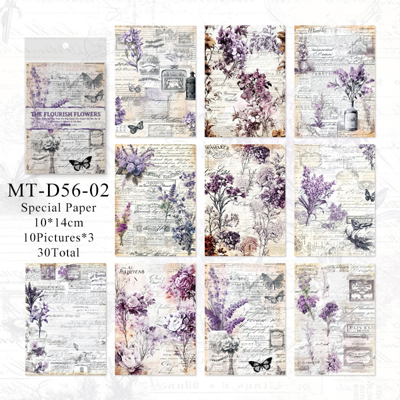 30PCS Flower years series material paper