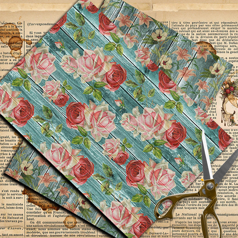 12PCS Vintage rose texturing paper