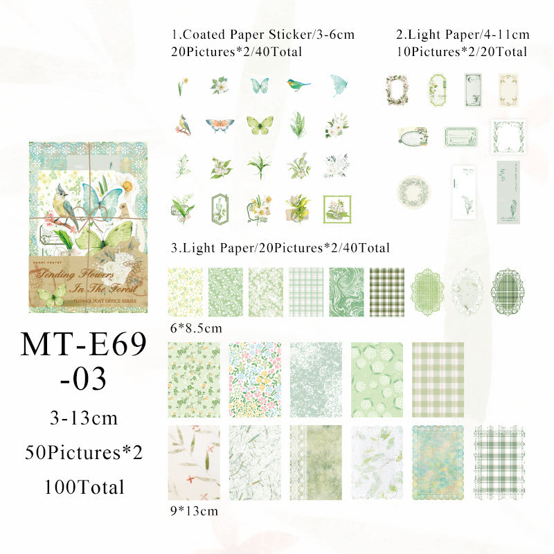 100PCS Flower Post Office series material paper set