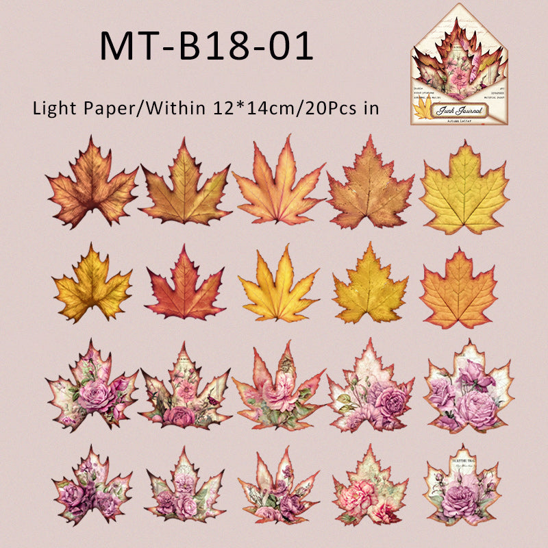 20PCS Autumn leaves flower series material paper