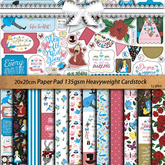 12PCS Alice in Wonderland material paper