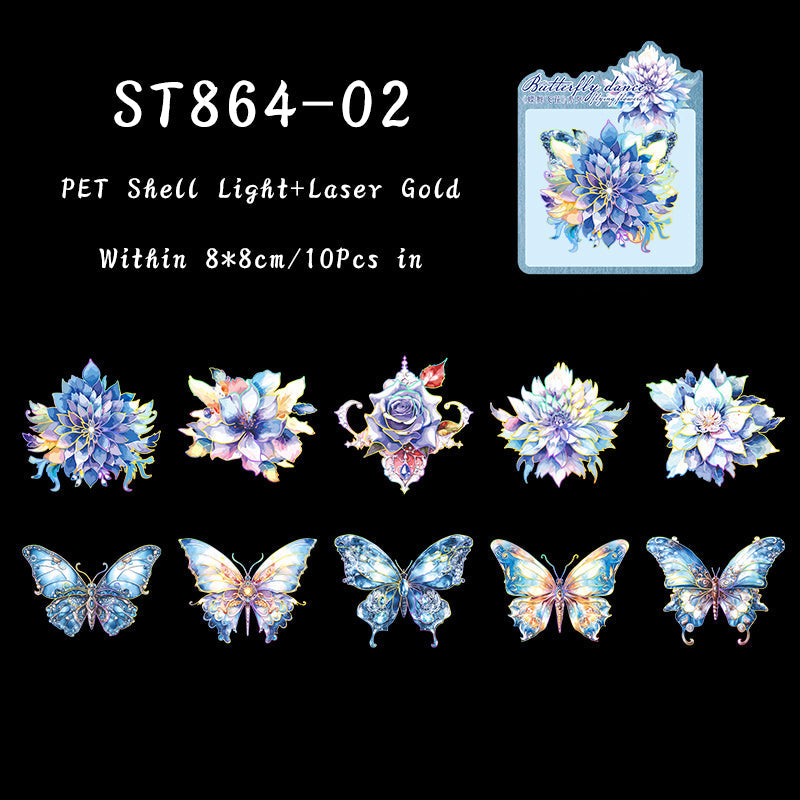 10PCS Butterfly flying flower series sticker