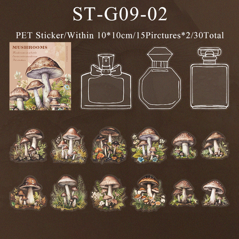 30PCS Mushroom in bottle series sticker