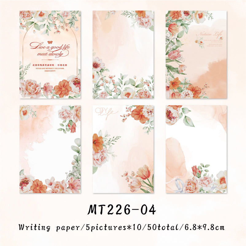 50PCS Garden stationery series material paper