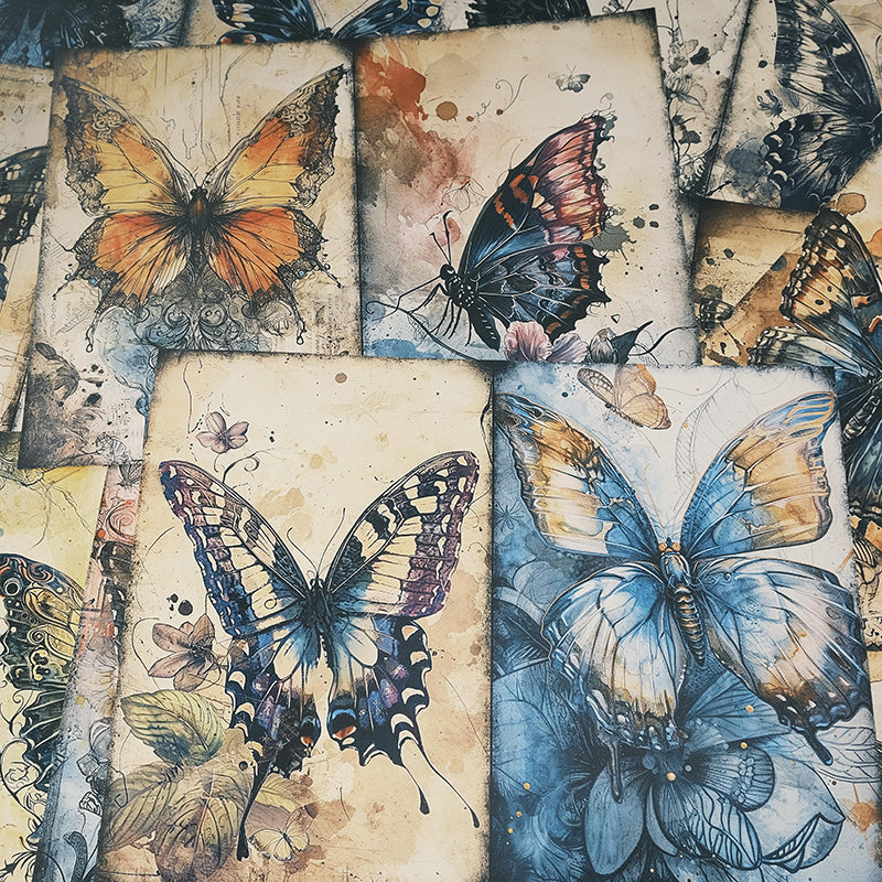 10PCS Vintage Mystery Butterfly background paper