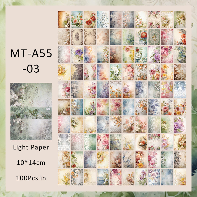 100Sheets Misty Summer series material paper