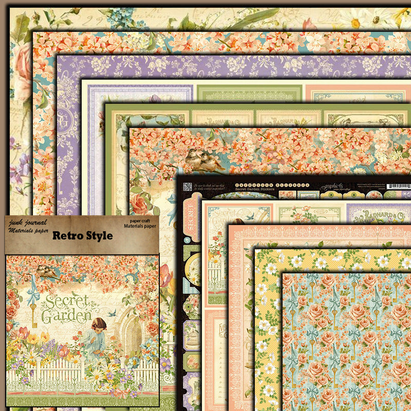 12PCS Secret Garden material paper