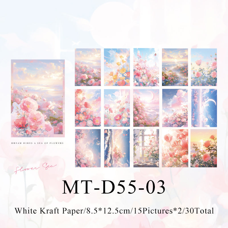 30PCS Dream to flower land series material paper