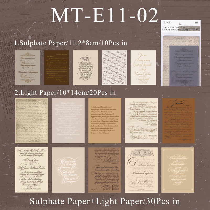 30PCS Vintage letterhead series material paper