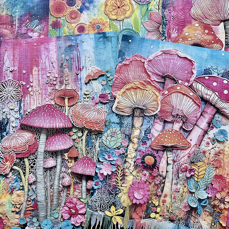 20PCS Bohemian mushroom background paper