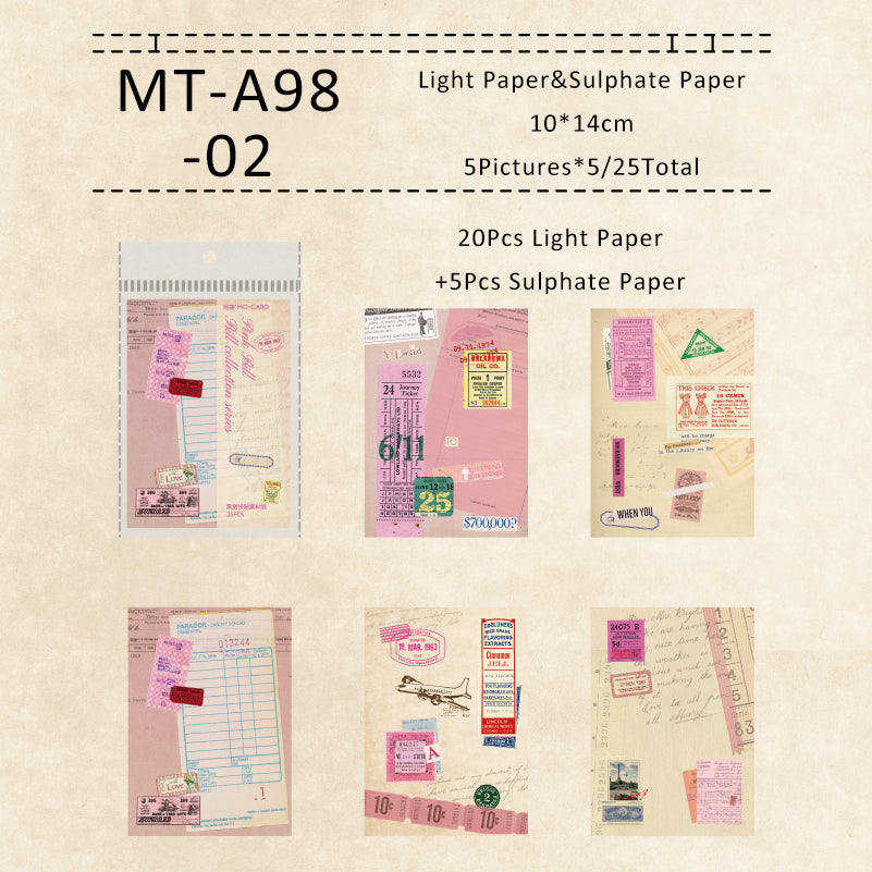 25PCS Bill collection series material paper