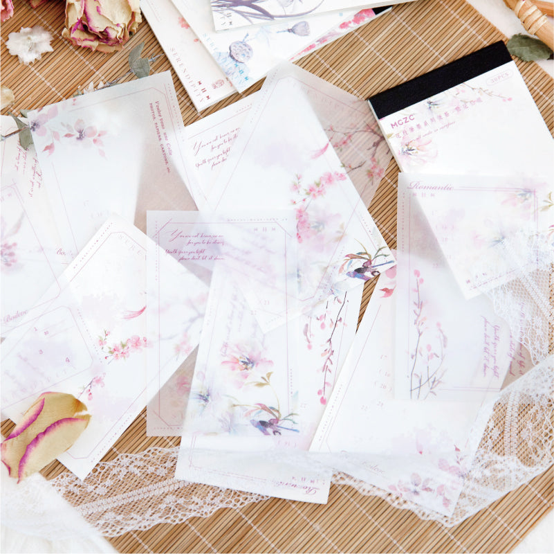 30PCS Flower branches and ink series note paper