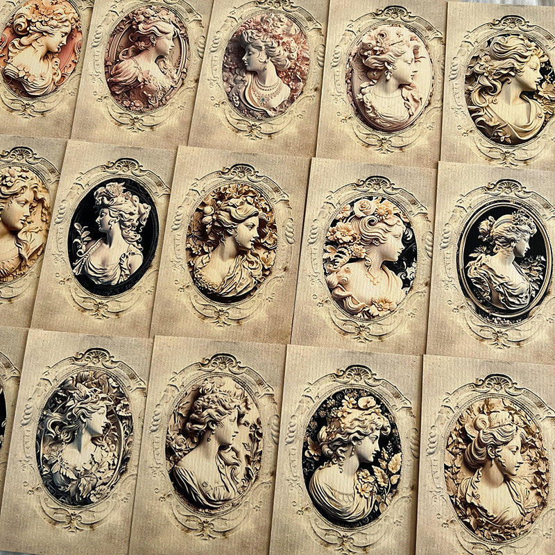 40PCS Baroque relief portrait background paper