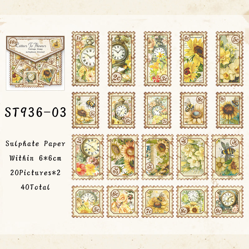 40PCS Flower mail series sticker