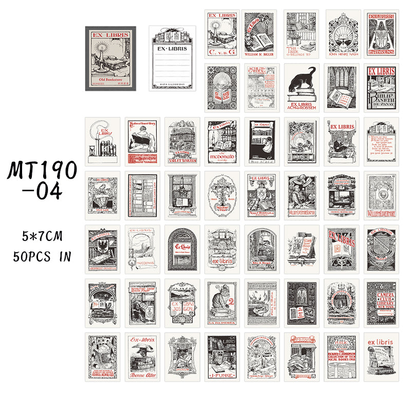 50PCS Old Bookstore series material paper