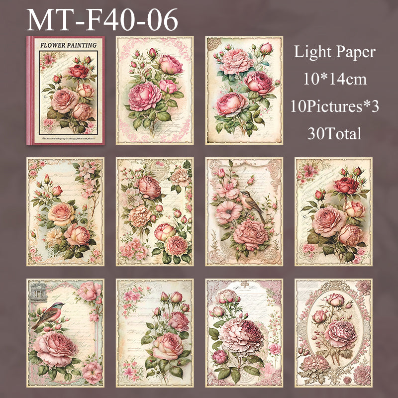 30PCS Floral book series material paper