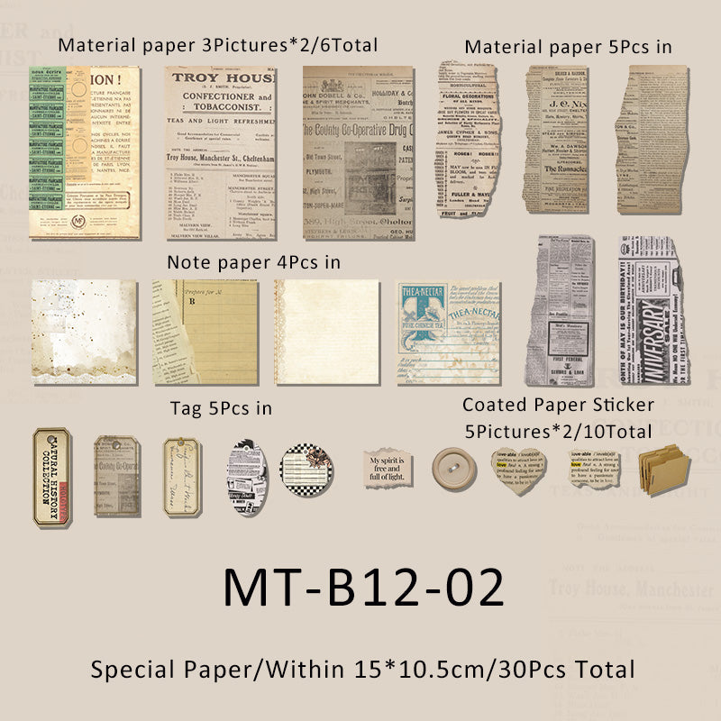 30PCS Memory collection series material paper set