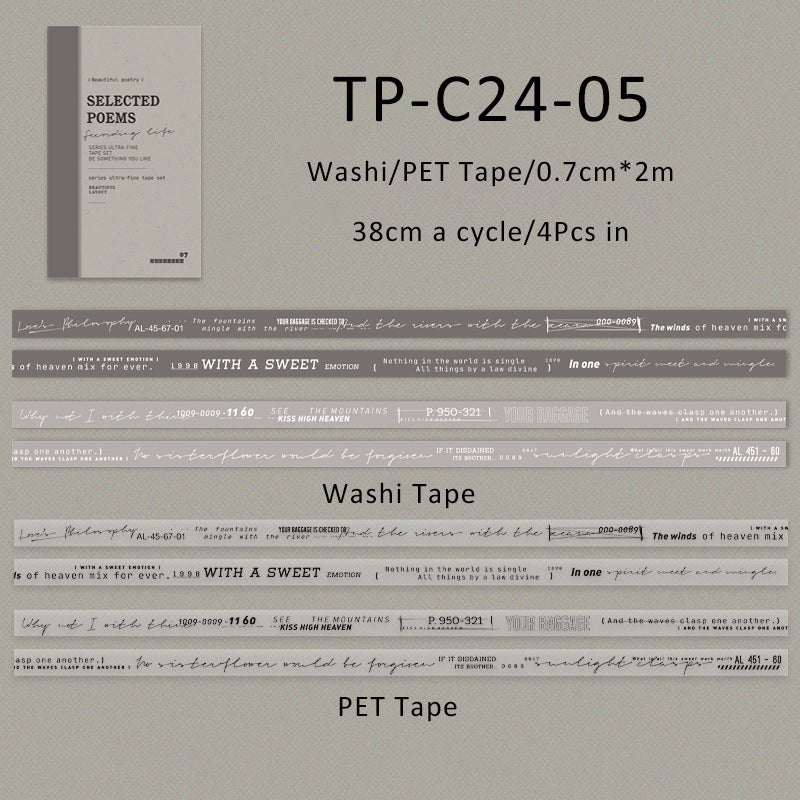 Excerpts from poems series Washi/PET Tape