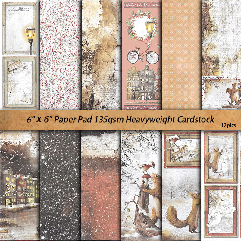 12PCS The memory of a snowy day material paper