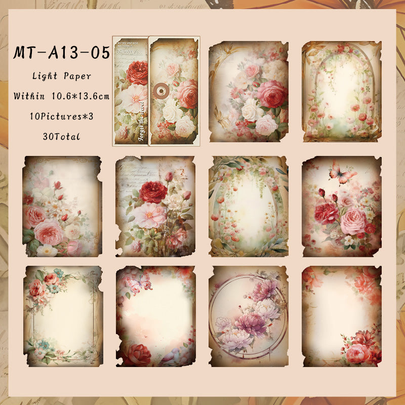 30PCS Forgotten flower valley series material paper