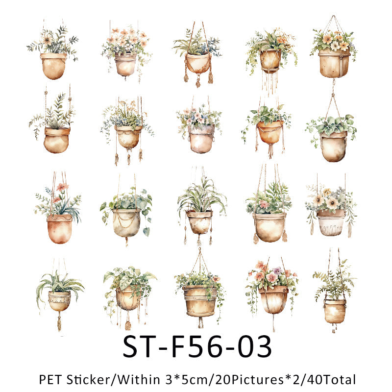 40PCS Family of greenery series sticker