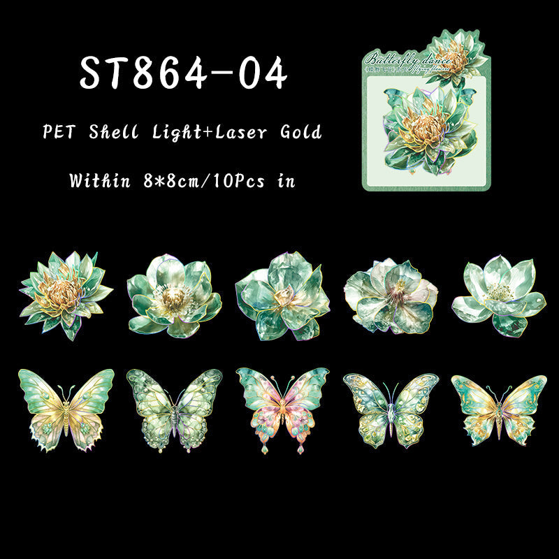 10PCS Butterfly flying flower series sticker