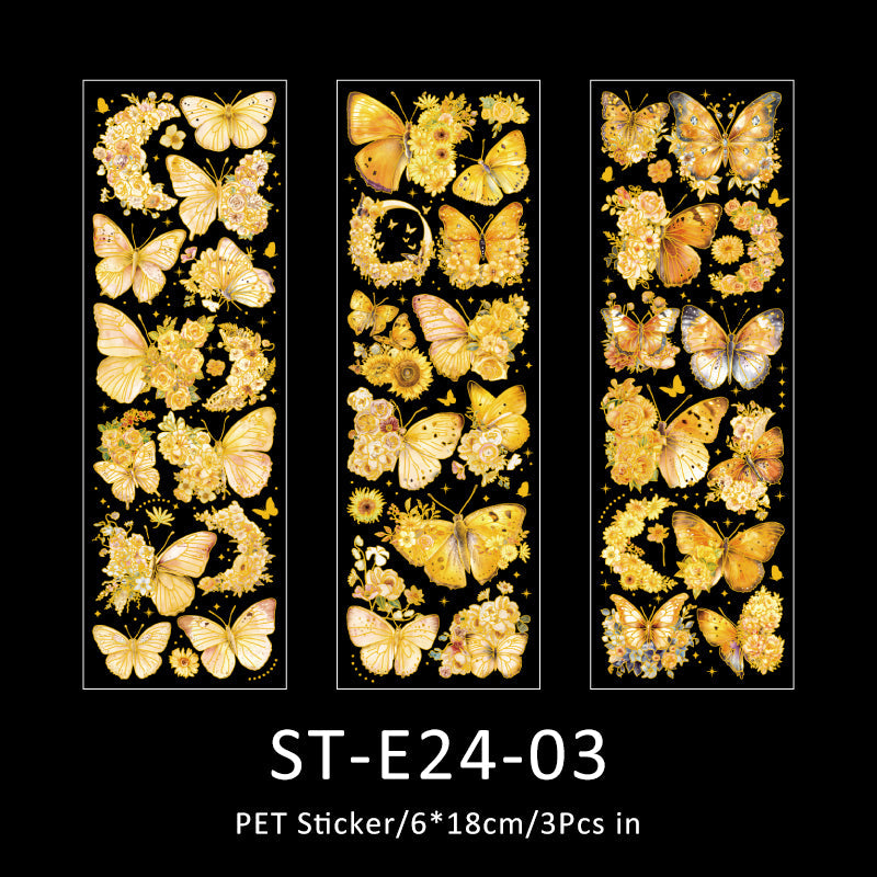 3PCS Flower dream butterfly series sticker