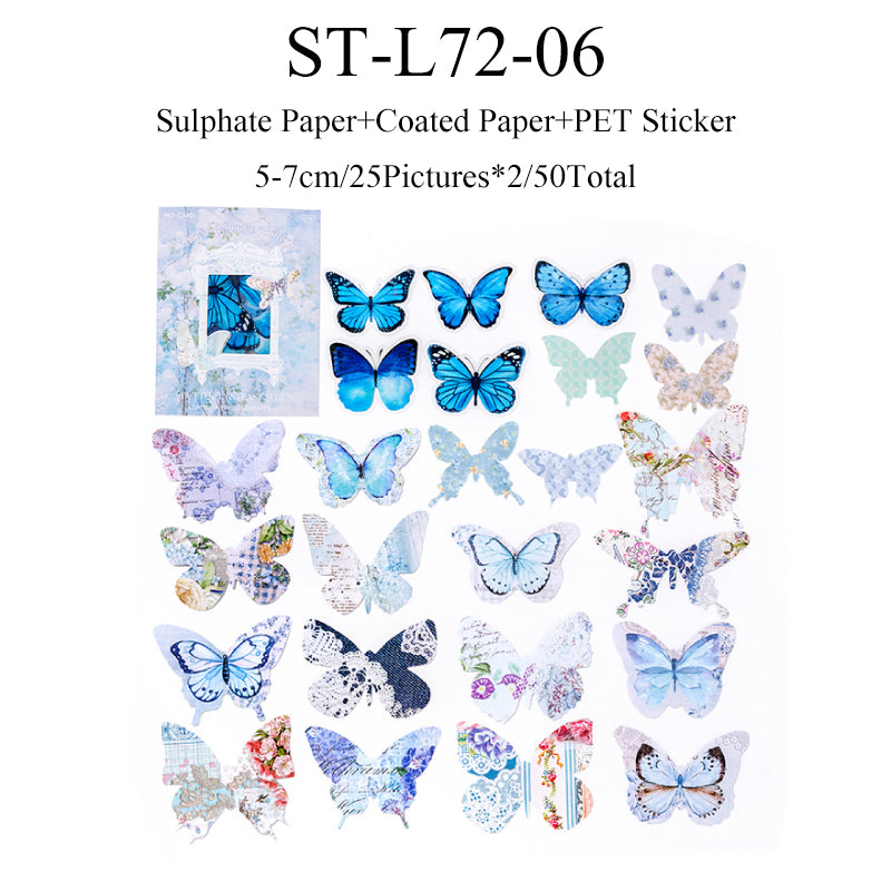 50PCS The Feast of butterflies series sticker