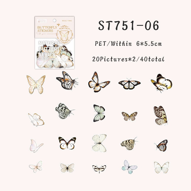 40PCS Butterfly Nature Series sticker