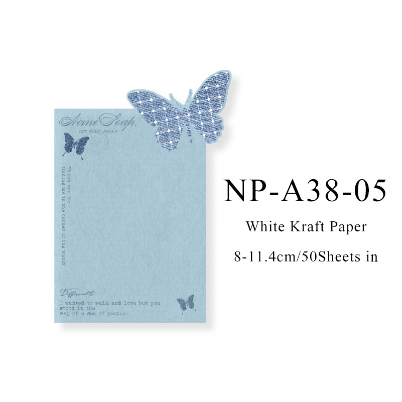 50PCS Butterfly imprint Series note paper