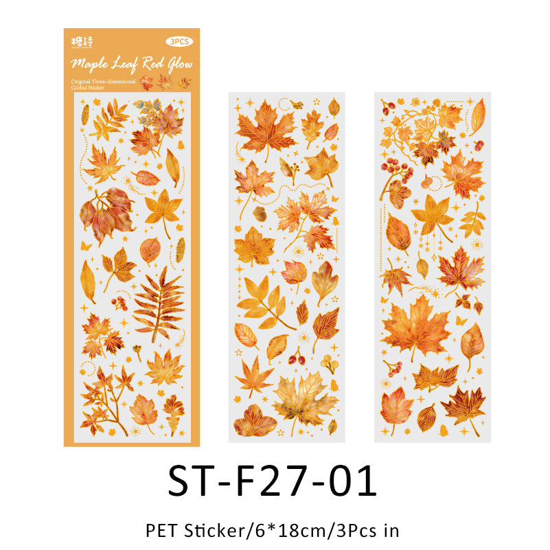 3PCS Leaves fly series sticker