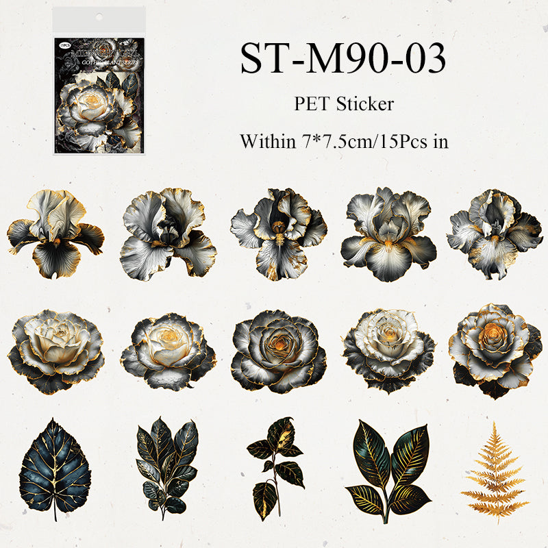 15PCS Gothic plant book series sticker